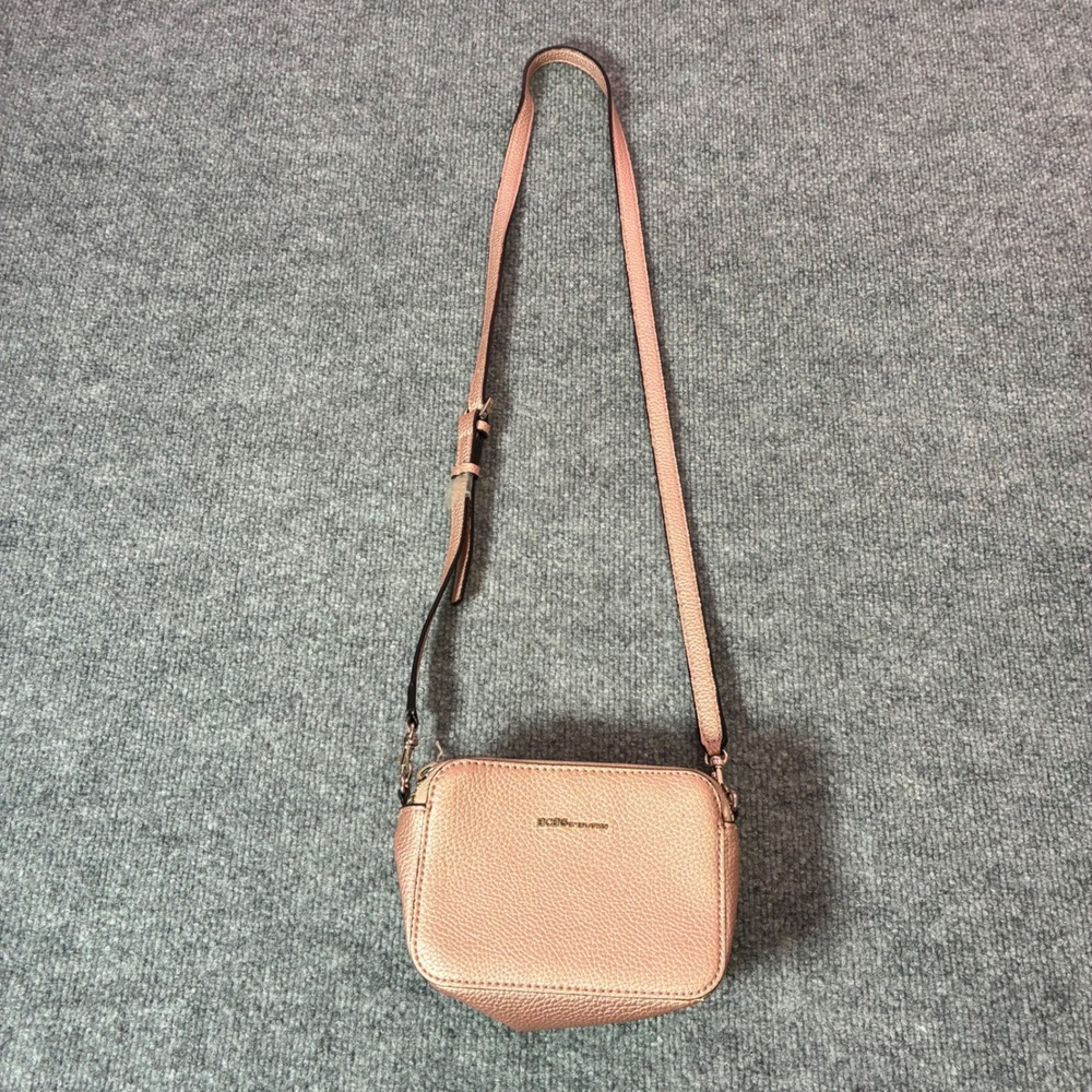 BCBGeneration Crossbody Bag Womens Rose Gold Metallic Camera 2 Straps